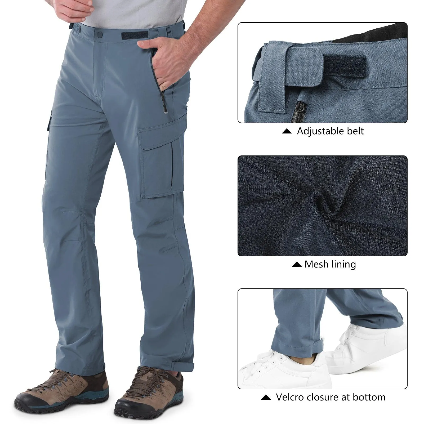 1.10 lbs 10000mm W/P Index 10000 Level Breathable Men's Rain Pants with 4 Multi Pockets and Adjustable Design