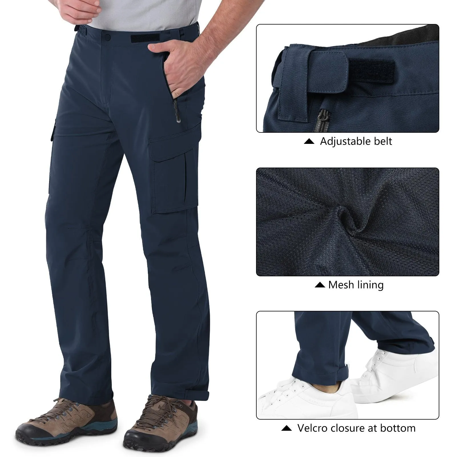 1.10 lbs 10000mm W/P Index 10000 Level Breathable Men's Rain Pants with 4 Multi Pockets and Adjustable Design