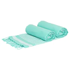 160cm x 90cm Aqua Deluxe Turkish Cotton Towels Set - Pack of Two - By Nicola Spring