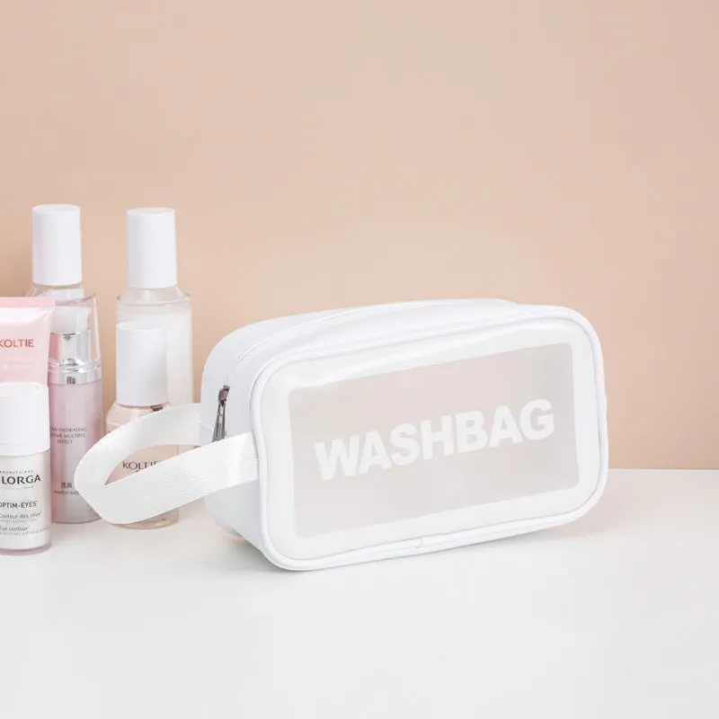 3Pcs Transparent Travel Waterproof Cosmetic Bag Set-White