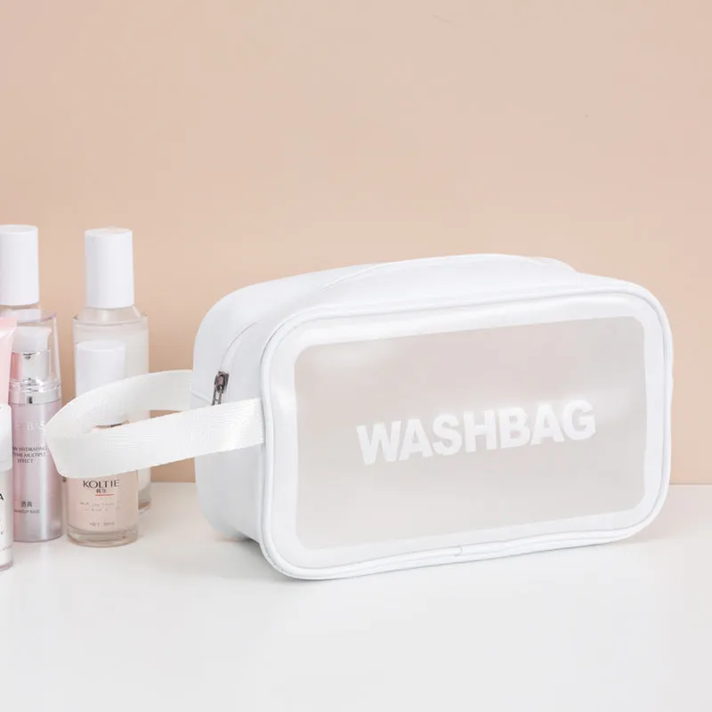 3Pcs Transparent Travel Waterproof Cosmetic Bag Set-White