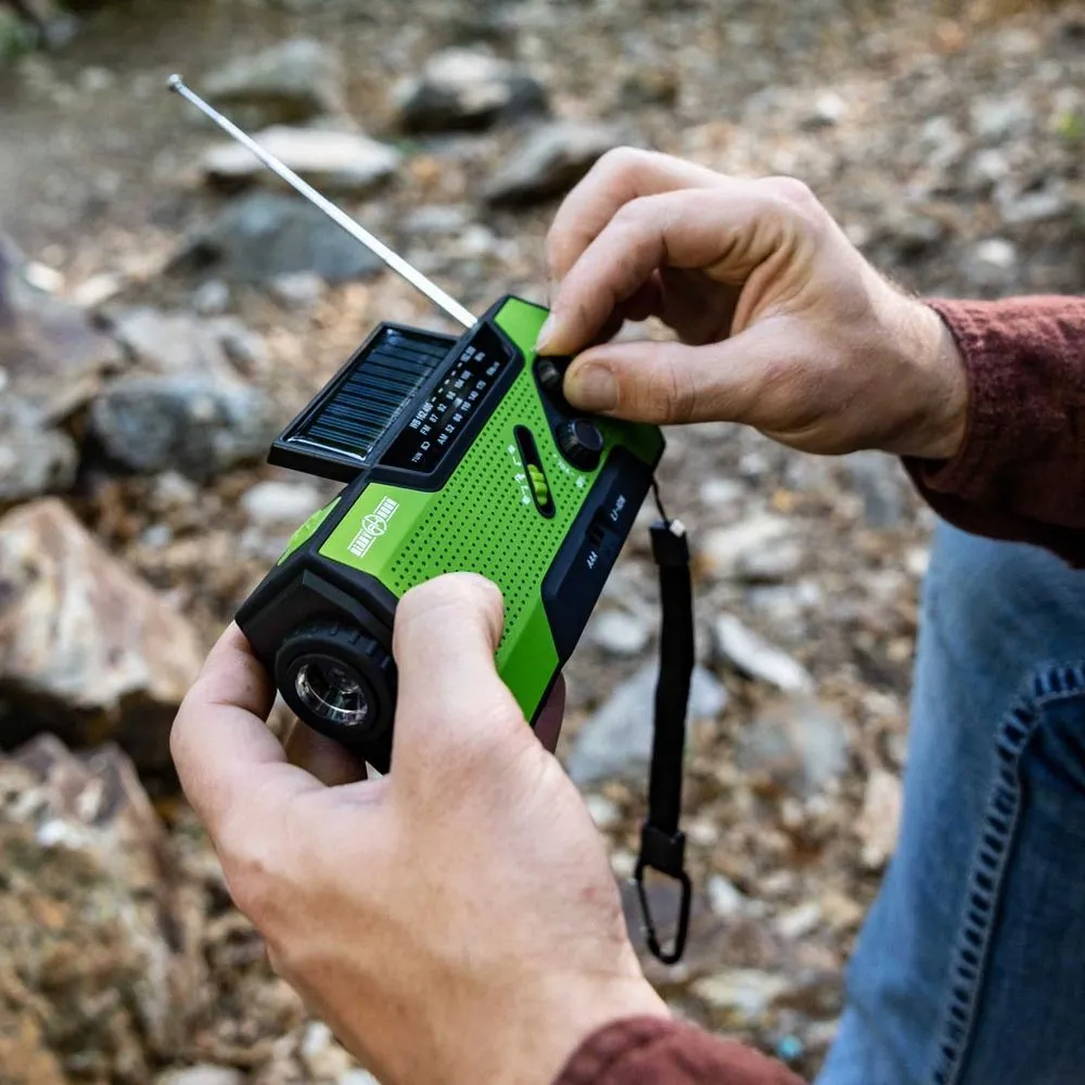 4-in-1 Emergency Solar Flashlight & AM/FM/NOAA Weather Radio w/ Hand Crank by Ready Hour