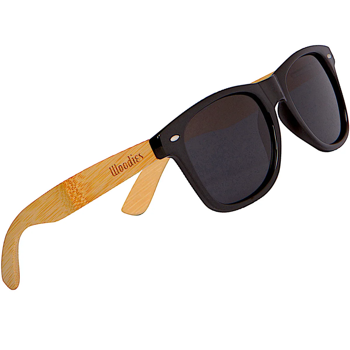 Bamboo Wood Polarized Sunglasses with Black Plastic Frames