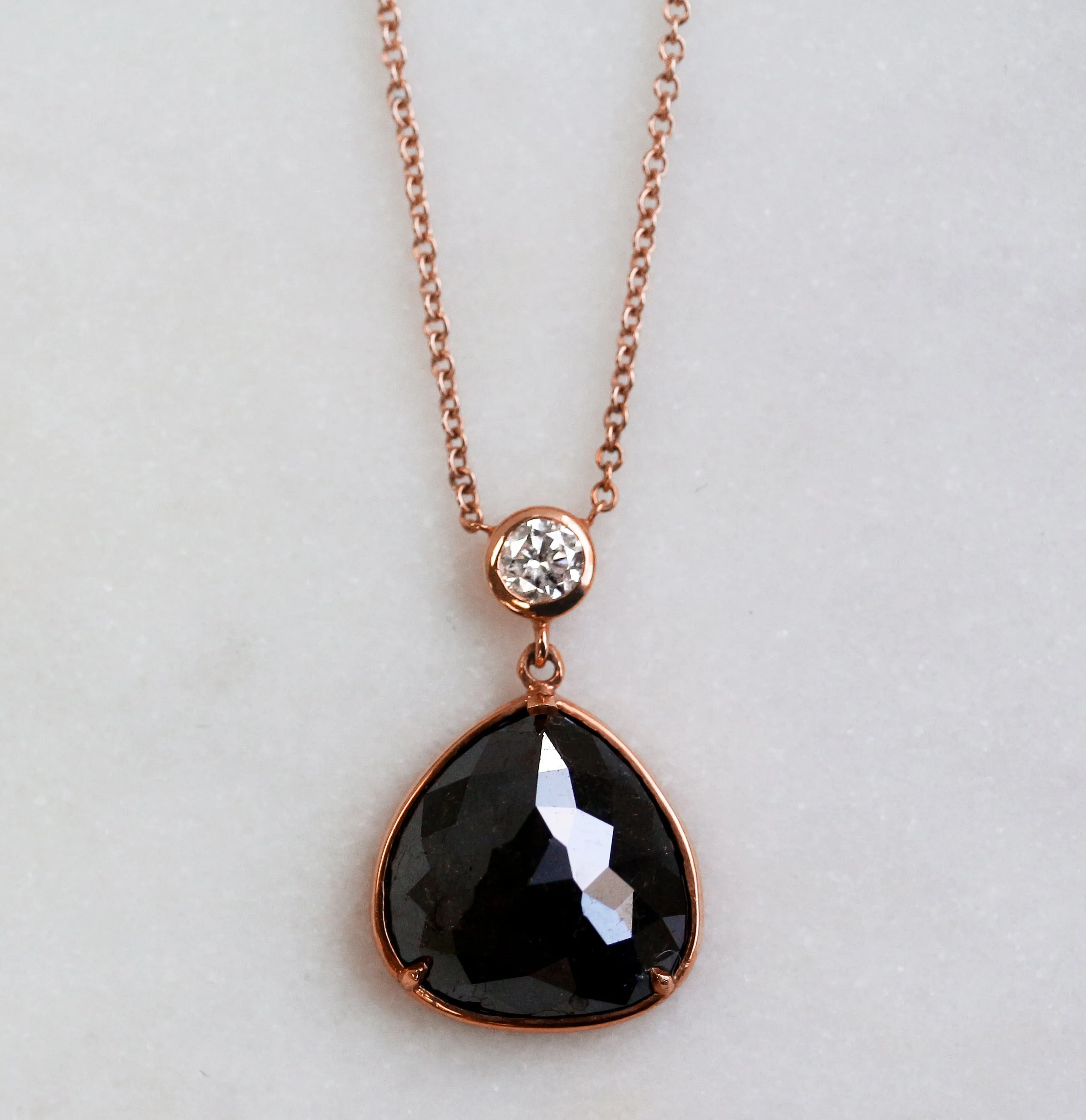 Black & Rose Pear Rose-cut Pendant