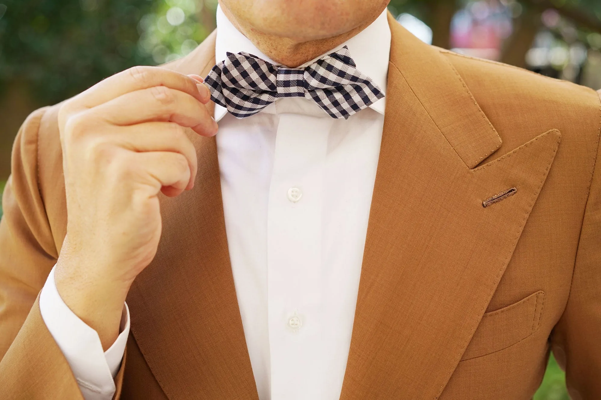 Black Gingham Diamond Bow Tie