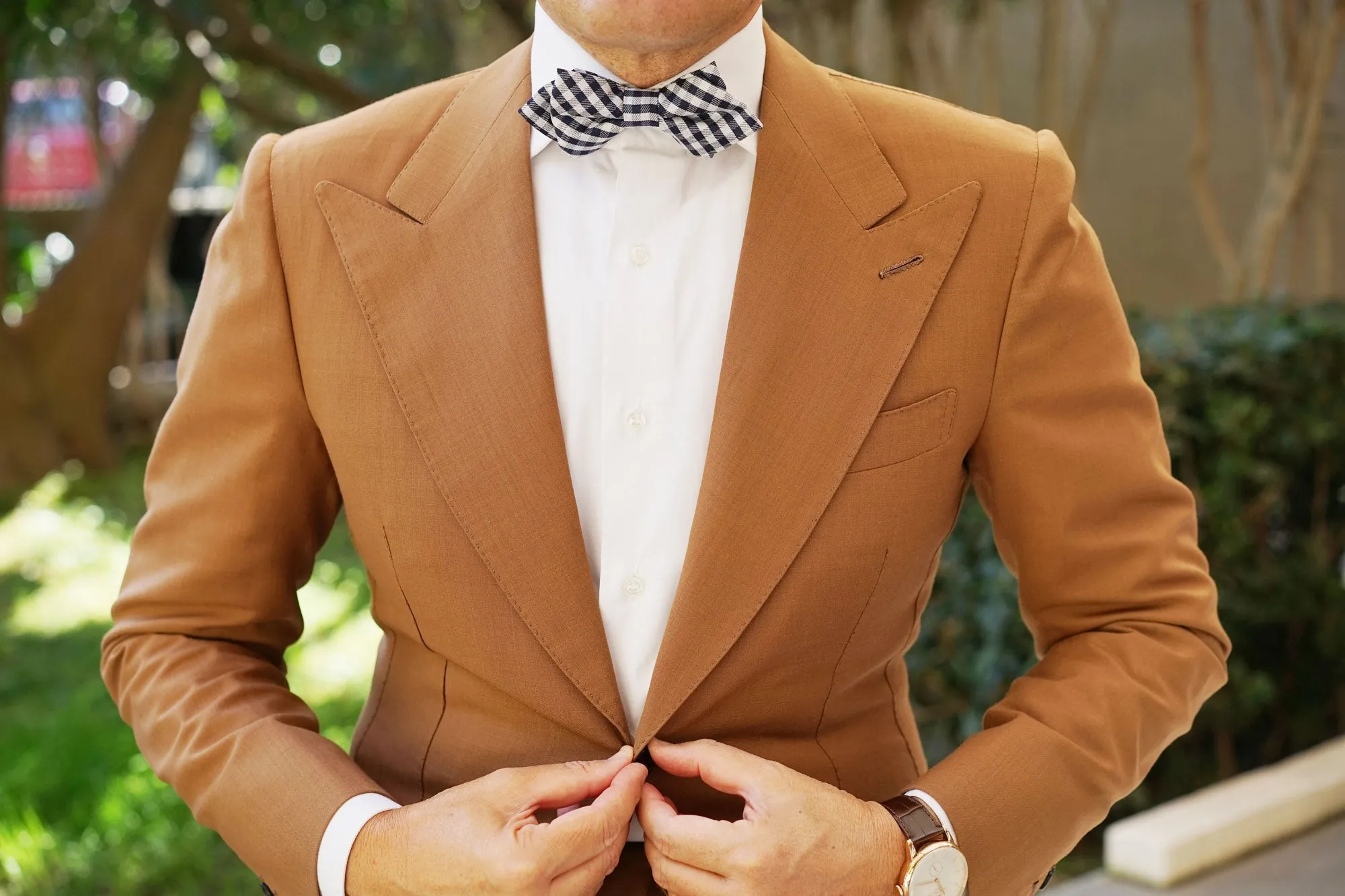 Black Gingham Diamond Bow Tie