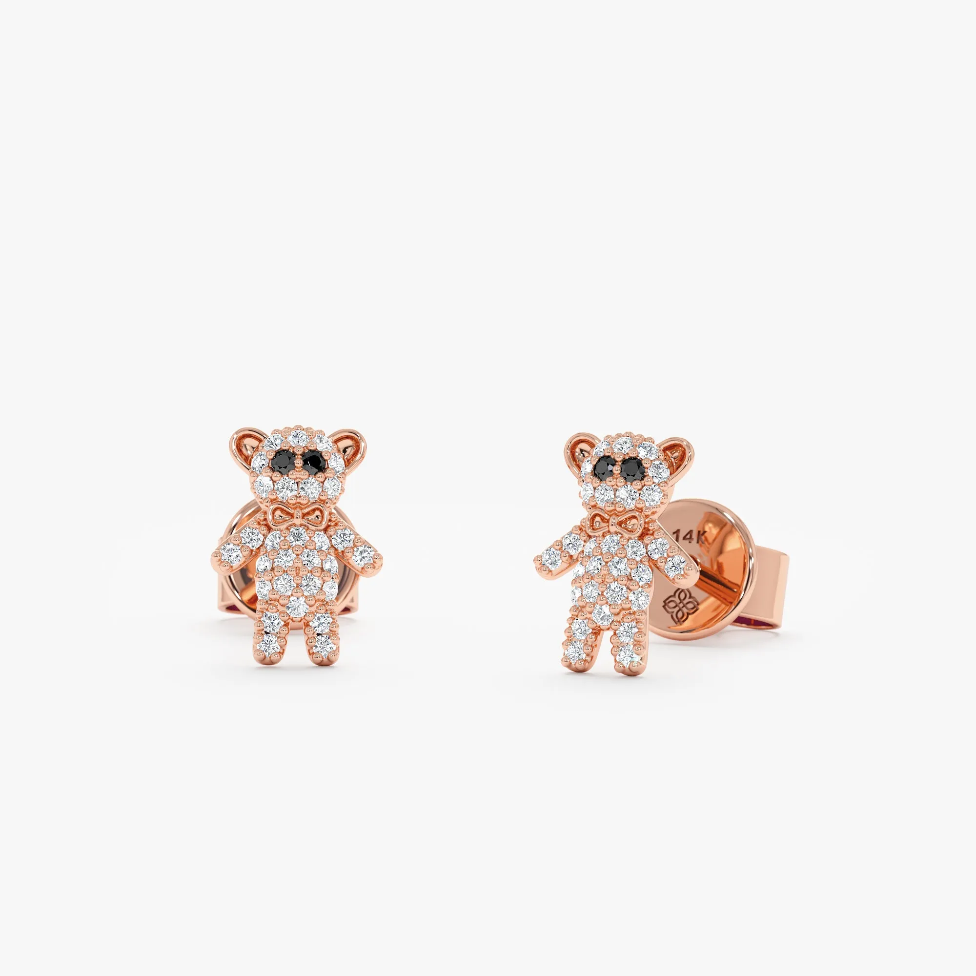 Diamond Teddy Bear Studs, Teddy