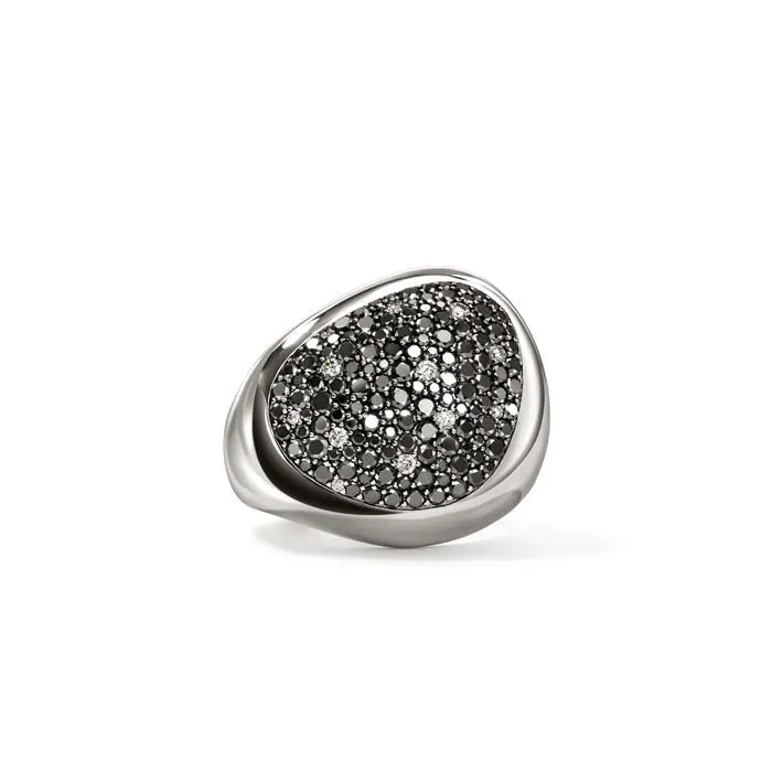 John Hardy Black Sand Pebble Ring in Sterling Silver