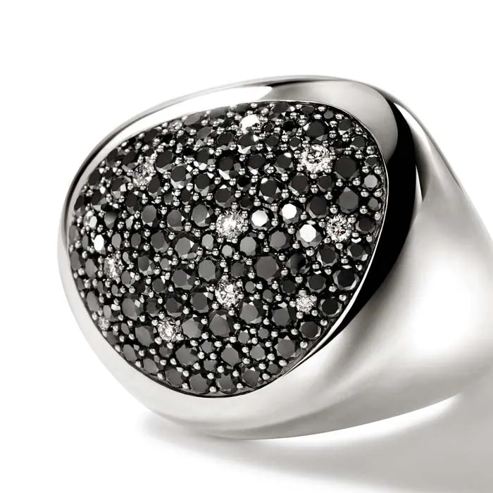 John Hardy Black Sand Pebble Ring in Sterling Silver