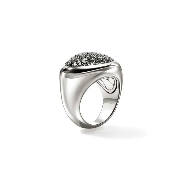 John Hardy Black Sand Pebble Ring in Sterling Silver