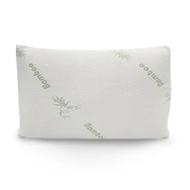 Memory Foam Pillow Bamboo Covered Ultra Soft Hypoallergenic Removable Zip Cover 56 x 36 x 10 cm White, Green