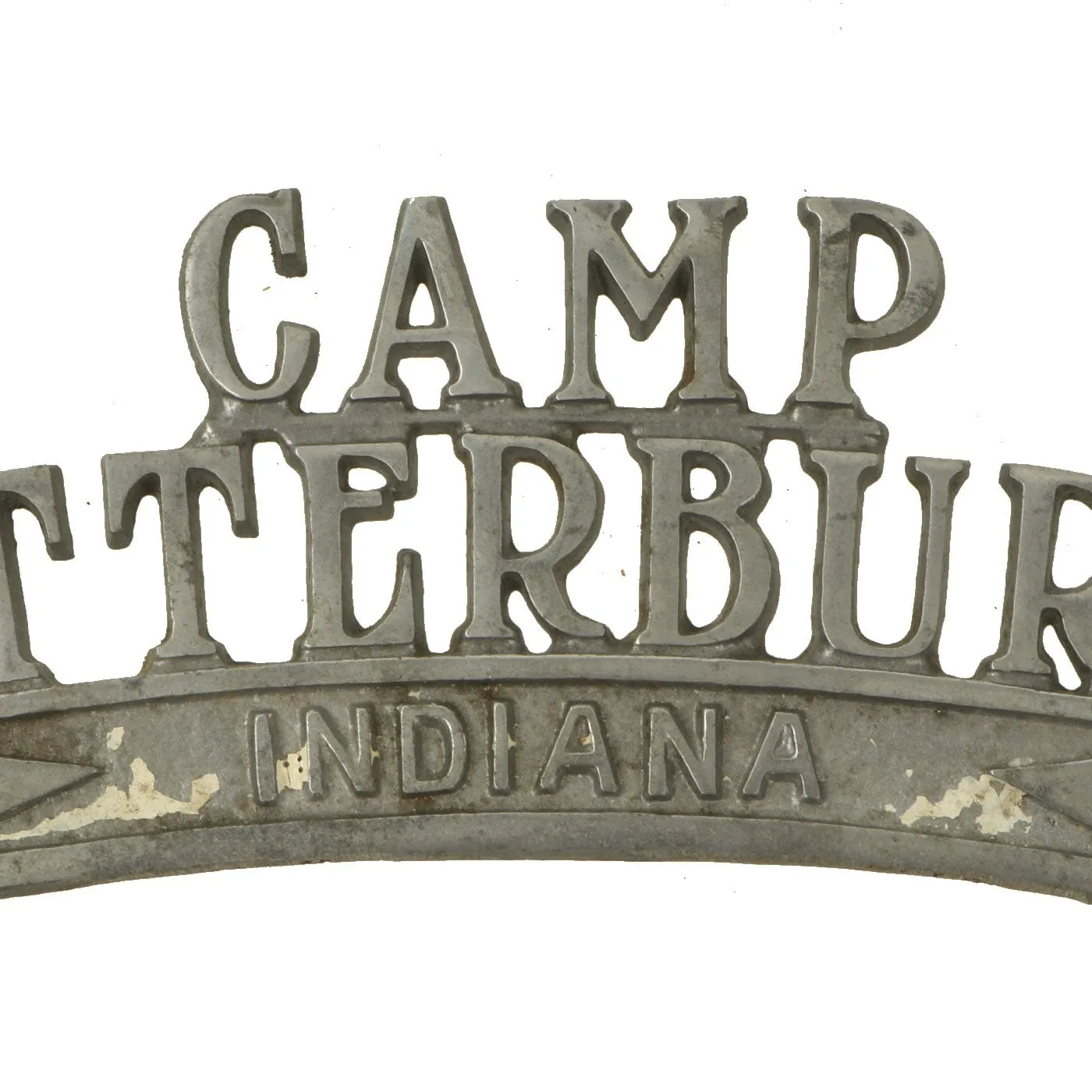 Original U.S. Aluminum License Plate Topper for Camp Atterbury in Indiana