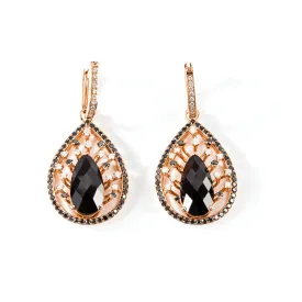 Pear Mystery - Black Diamond Earrings - Red Gold®