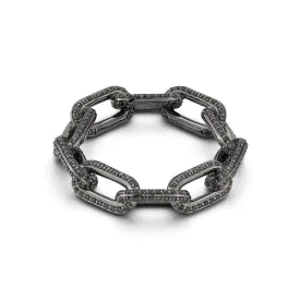 SAXON 18K BLACK GOLD ALL BLACK DIAMOND LARGE CHAIN LINK RING