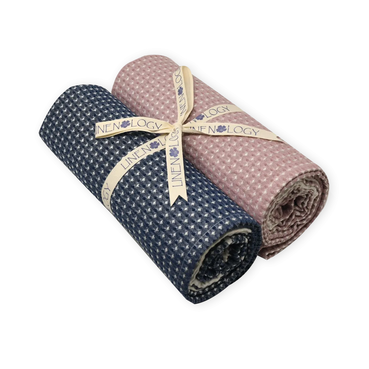 Set of 2 Hammam Waffle Towels - Wood Rose, Deep Wisteria