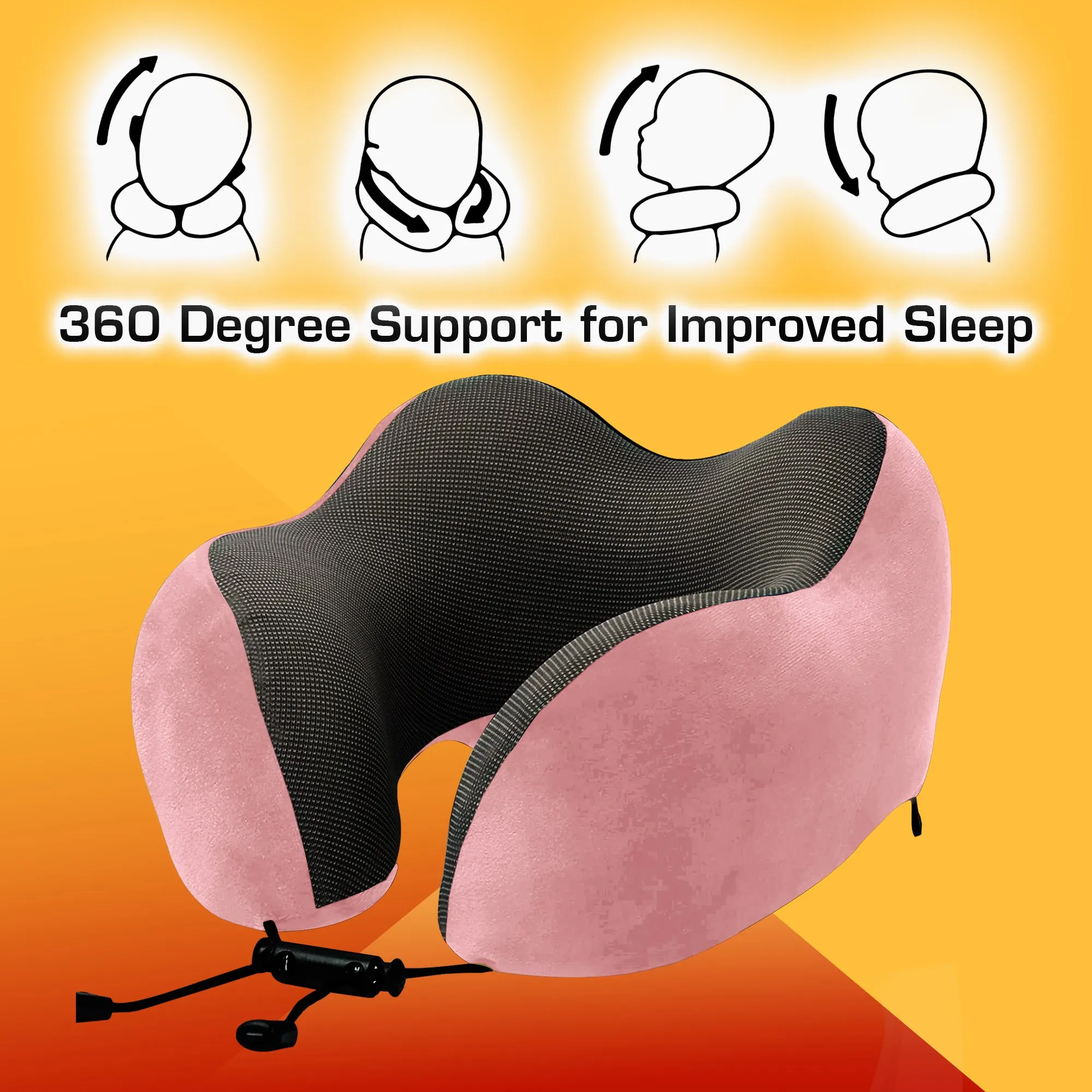 Travel Neck Pillow Combo With Soft Eye Mask, Carry Bag, and Ear Plugs